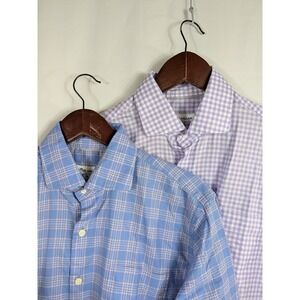 Peter Millar Lot Of 2 Clayton Summer Soft Plaid Gingham Button Down Shirt A065